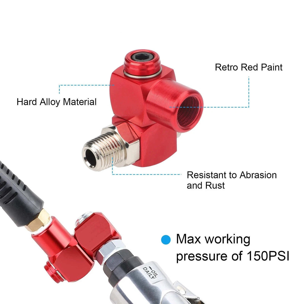 360° Full Rotation Air Tool Adapter 360 Degree  1/4'' NPT for Air Impact