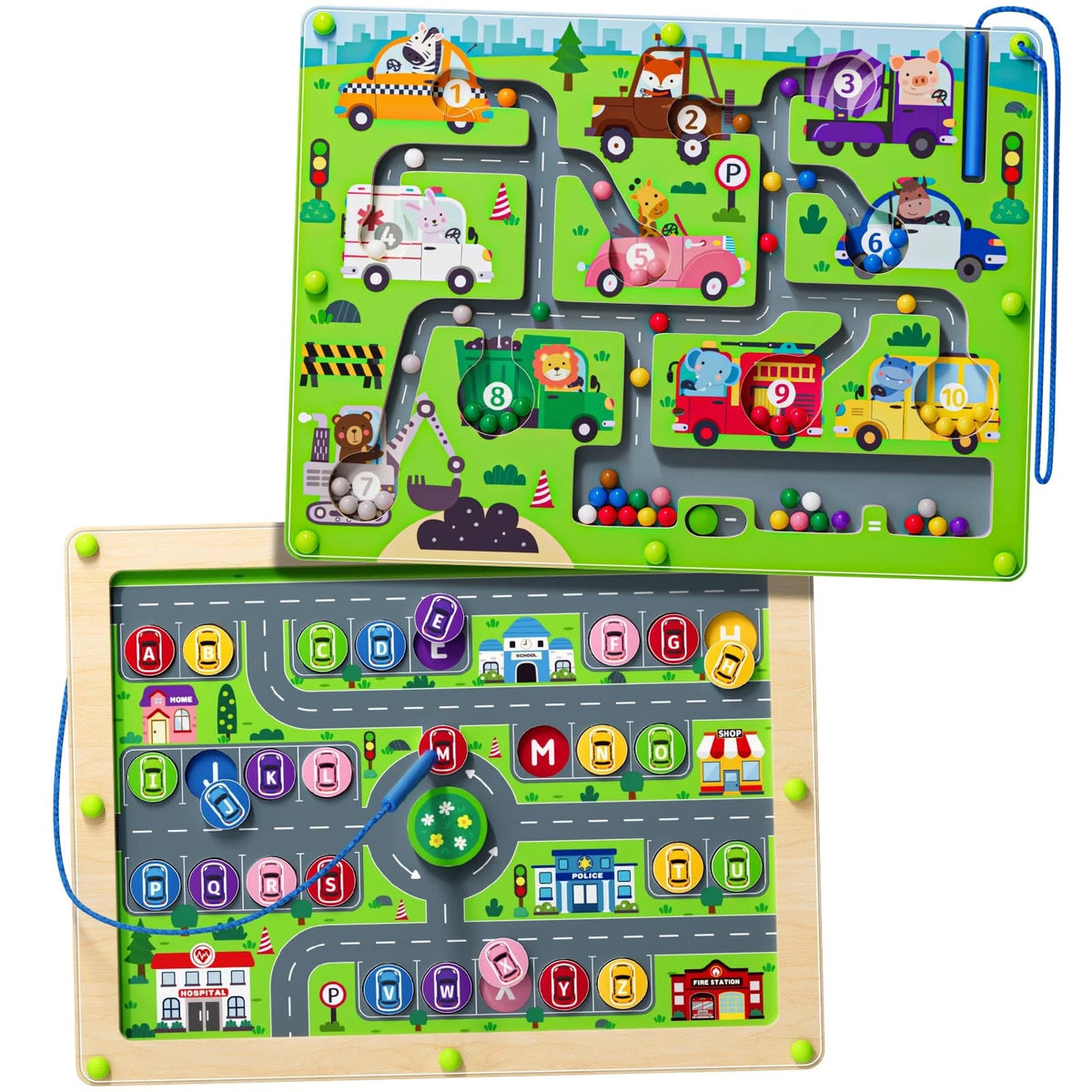 Magnetic Maze 2 in 1 Double Side Color and Number Alphabet One Size, Car
