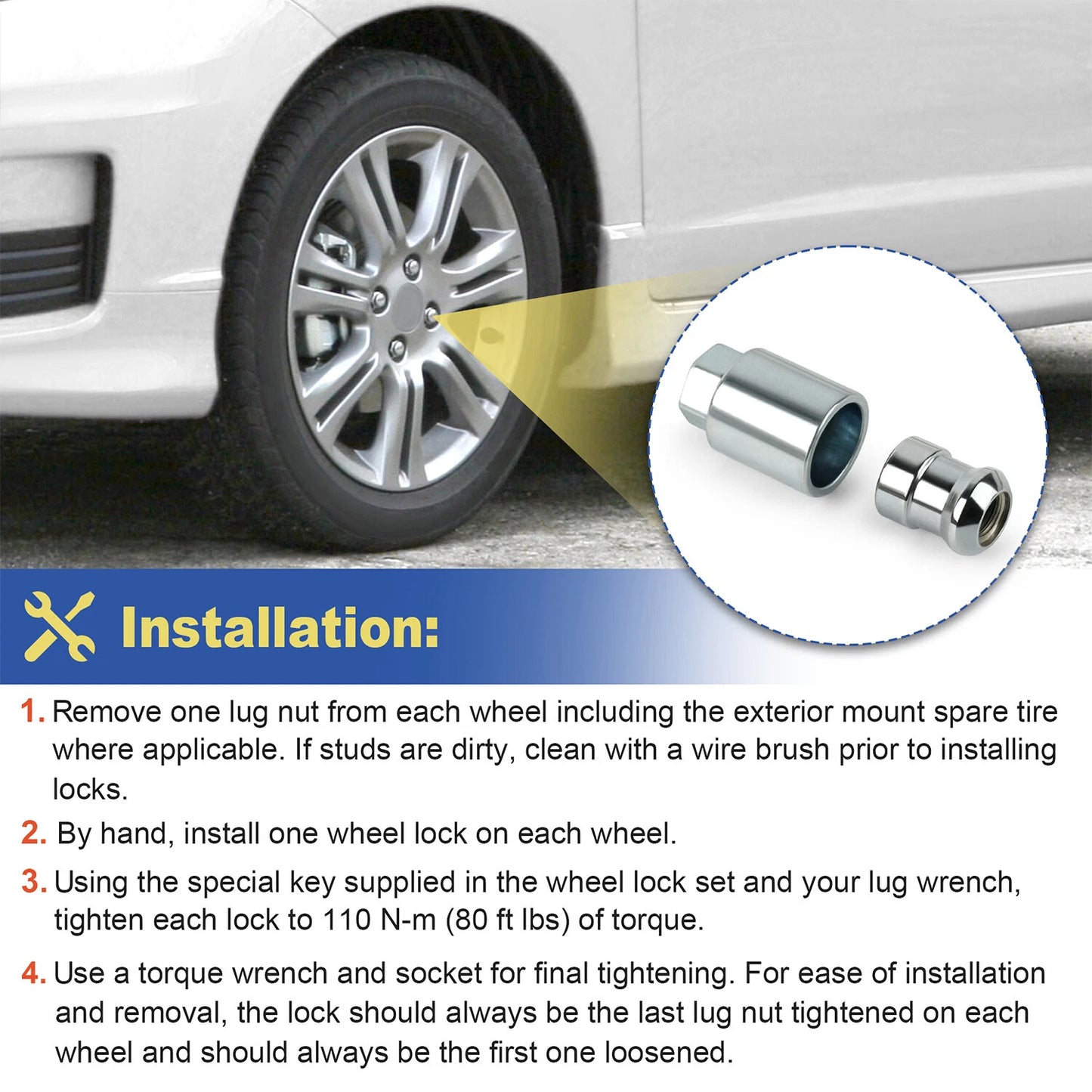 Wheel Lock Set For Honda CR-V 2007-2025 08W42-SCV-101
