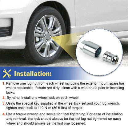 Wheel Lock Set For Honda CR-V 2007-2025 08W42-SCV-101