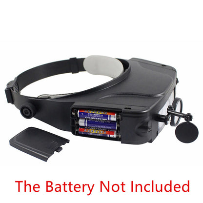 1.5X 3X 9.5X 11X LED Jeweler Head Magnifier Illuminated Visor Glasses 3 Lens