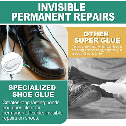 Shoe Glue, Professional Grade Flexible Repair Adhesive - 20ml x 2, Clear