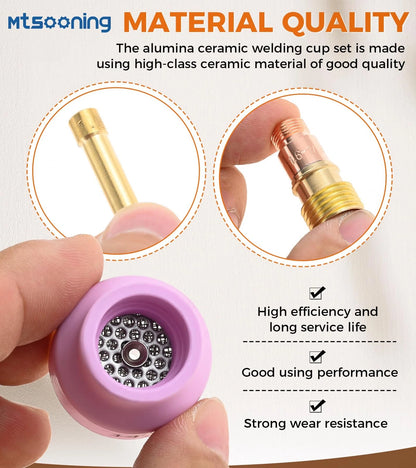 Mtsooning Ceramic Welding Cup Set, #12#14#16#24 Tig Cups,Alumina...