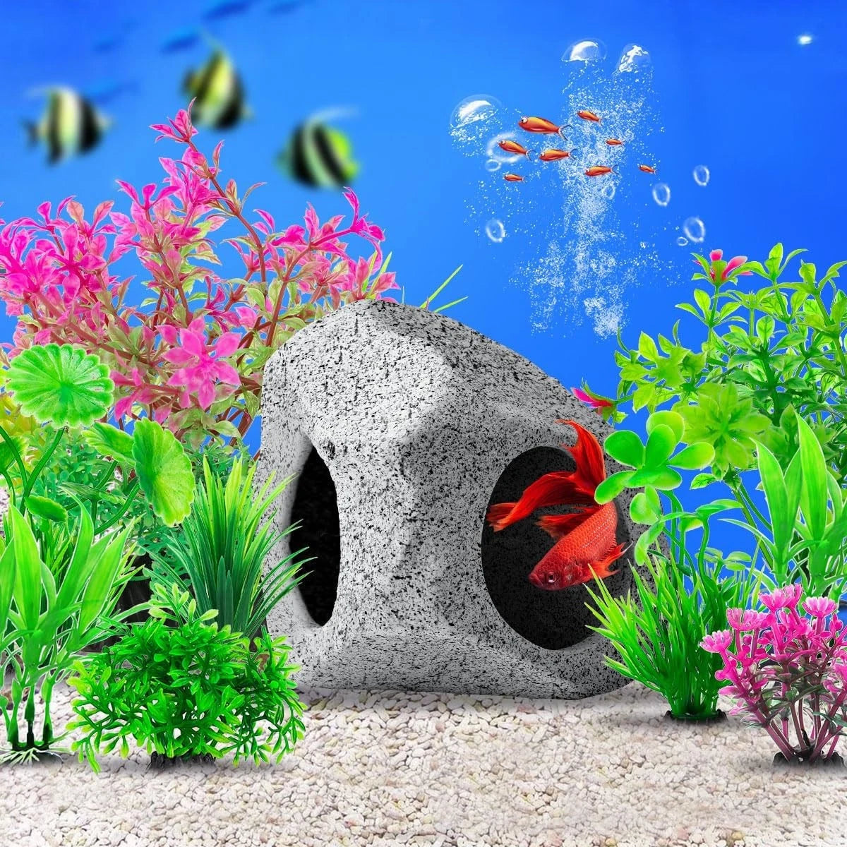 CousDUoBe 10Pcs Aquarium Hideaway Rock Cave Fish Tank Decorations 10 Pack