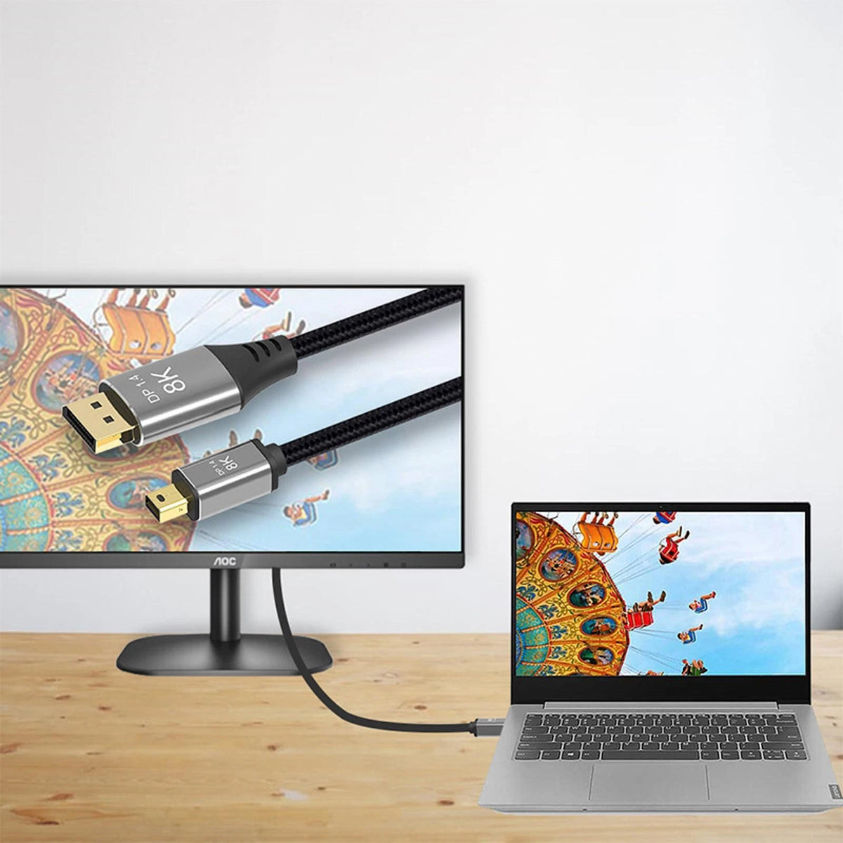 1m Laptop Mini DP to DP Cable Conversion Cord 8K@60Hz 4K@144Hz DisplayPort 1.4 j