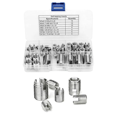 50PCS Stainless Steel Self-Tapping Thread Inserts M3-M16 For Damaged Threads