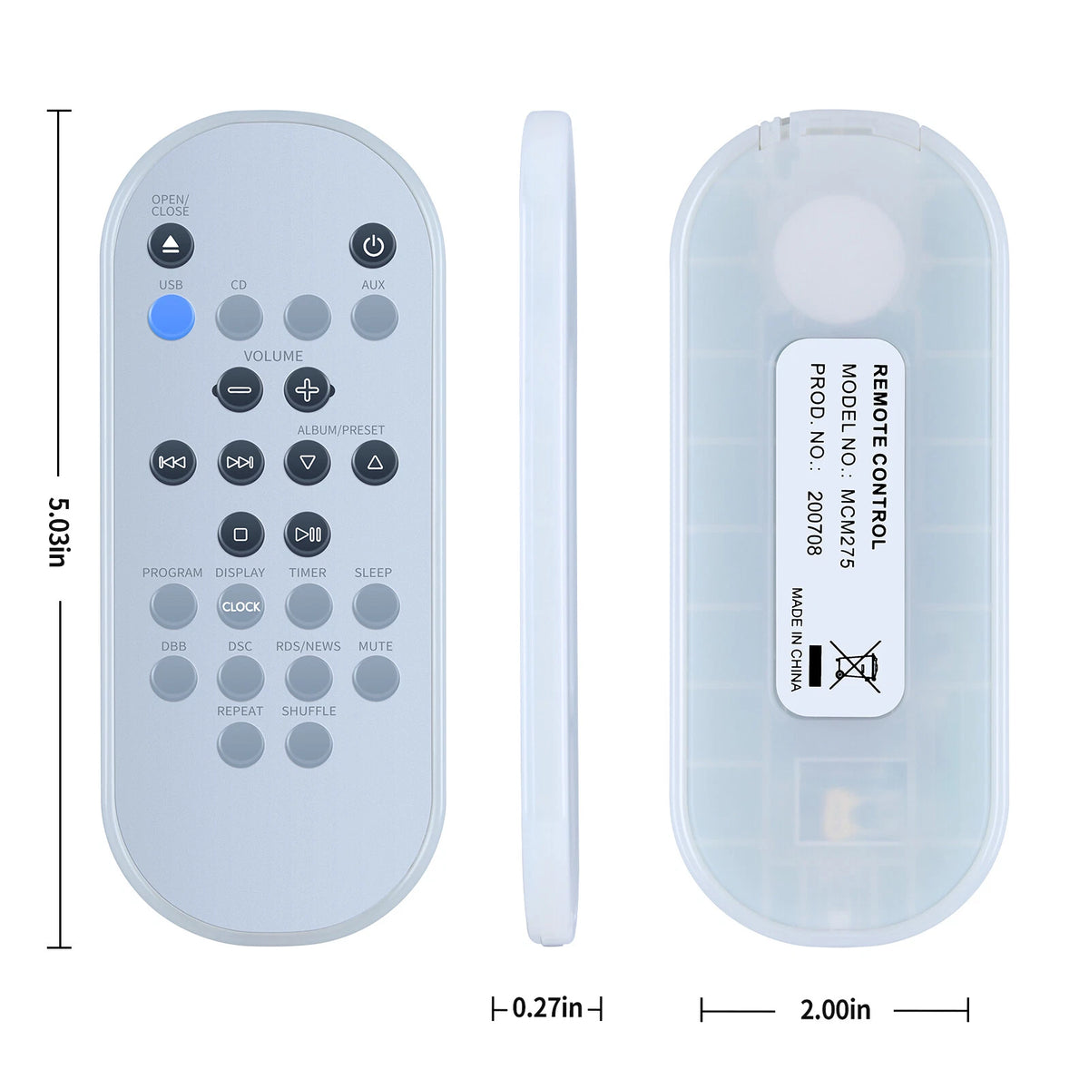 Remote For Philips MCM275 Music Micro HiFi System MCM275/37B MCM275/93