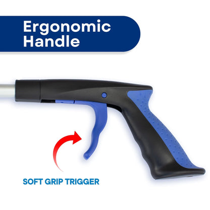 RMS 2-Pack 32 Inch Extra Long Grabber Reacher with Rotating Jaw - Blue