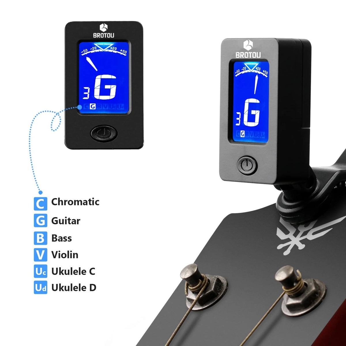 BROTOU Guitar Tuner Clip-On Digital JT-01 Tuner+Capo, Tuner+Cpao