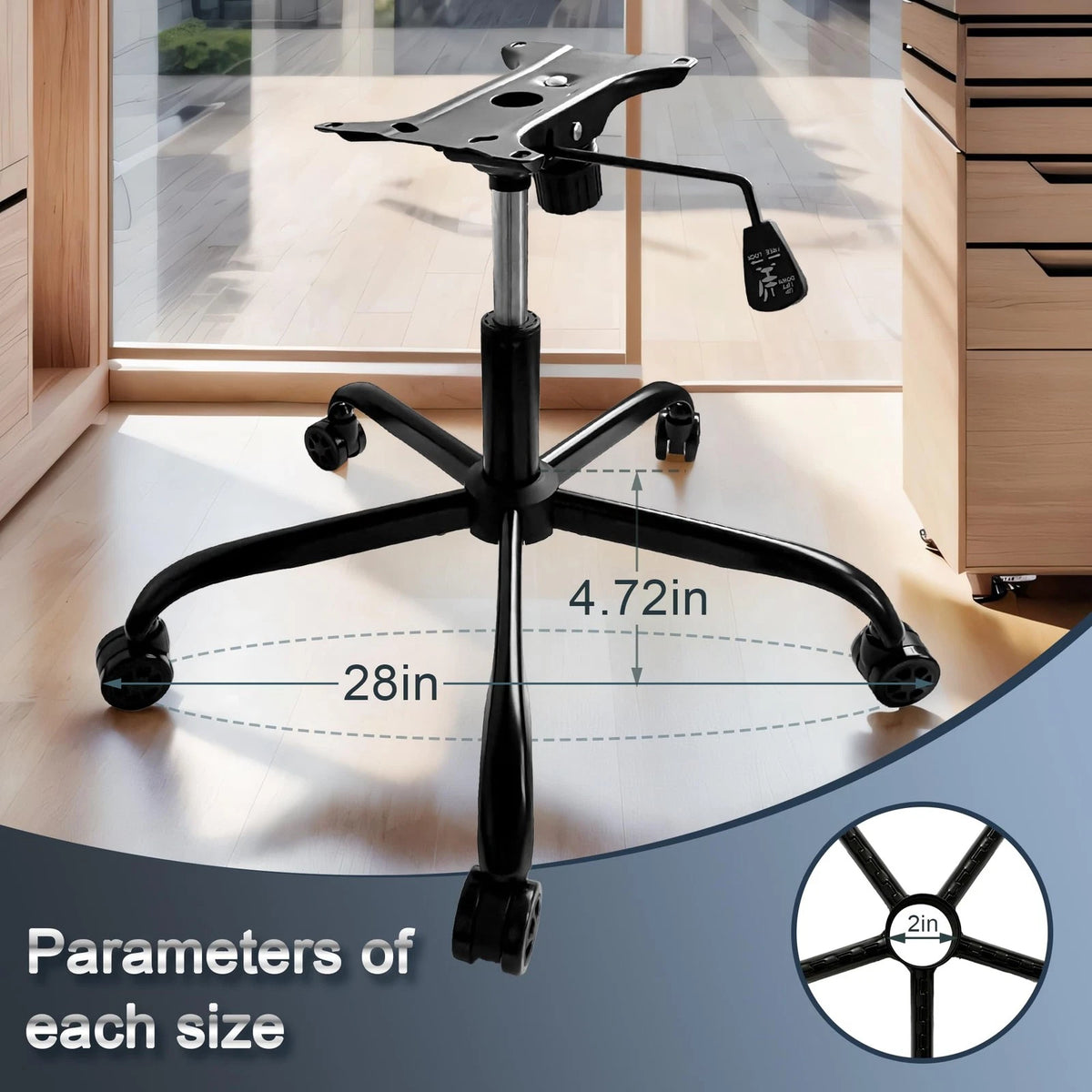 Racfenick 28" Swivel Office Chair Base Replacement, Heavy 28 inches, Black