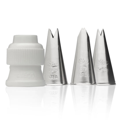 Ateco 382-4 Piece Leaf Decorating Tube Set, Includes Stainless Leaf, White