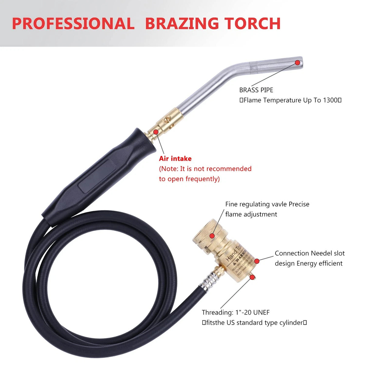 Propane Torch Hand Hose, Mapp Gas Torch,Welding Torch,Hose Length Black