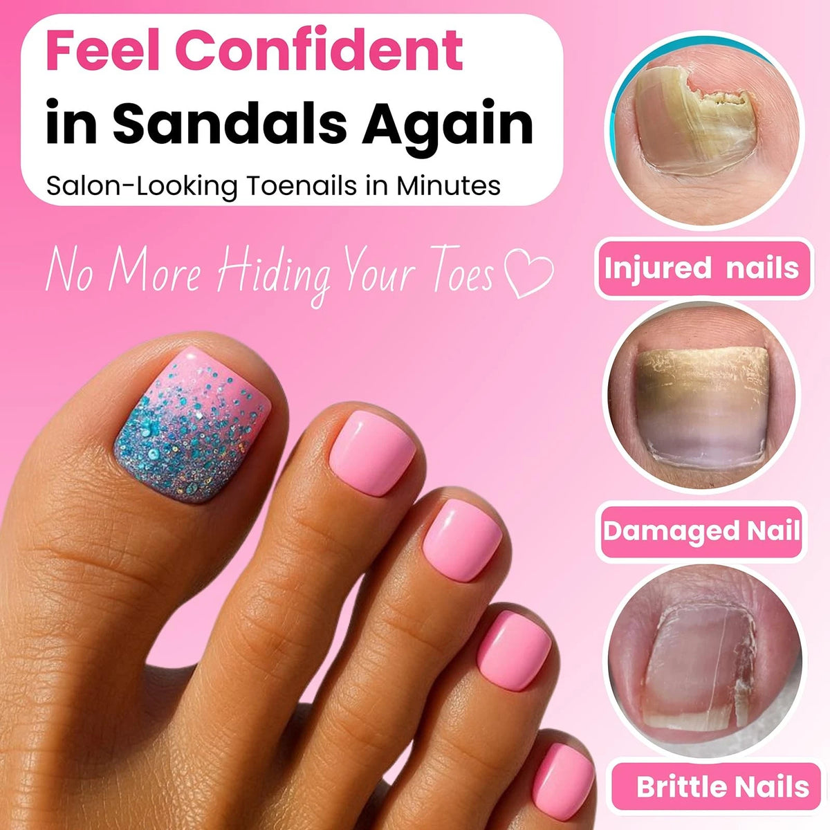 GlimightyX Polygel Toenail Kit, Medium, 01-3 Colors Basic Kit