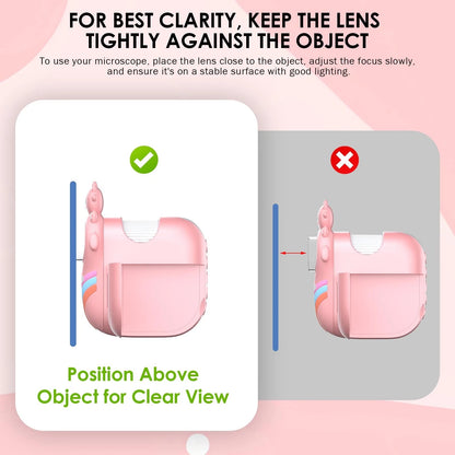 Zynoscope Microscope for Kids 1000X Magnification, 3-in-1 Handheld Pink