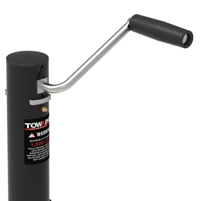 TOWKING 8" Spoke Wheel Trailer Jack, 10" Vertical Movement, 1,500 LBs, Black