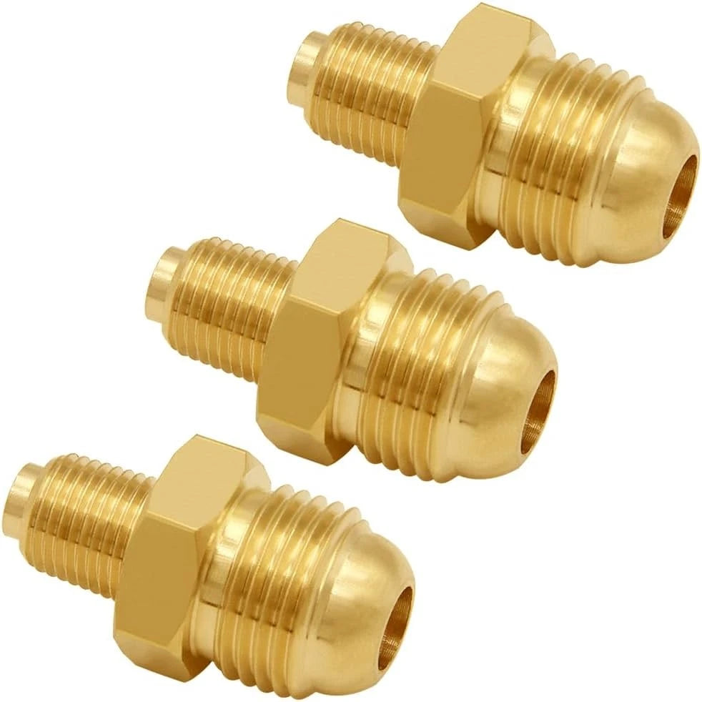 3PCS 3/8" Flare x 1/8" NPT Male Propane Orifice Connector 3/8 x 1/8, Brass