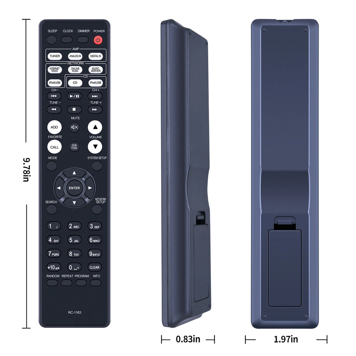 RC-1163 Remote Control For Denon DCD-F109, DCDF109, DRA-F109, DRAF109