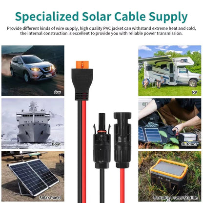 10AWG Tinned Copper Wire XT60i to Solar Panel Connector Extension Cable 10 FT