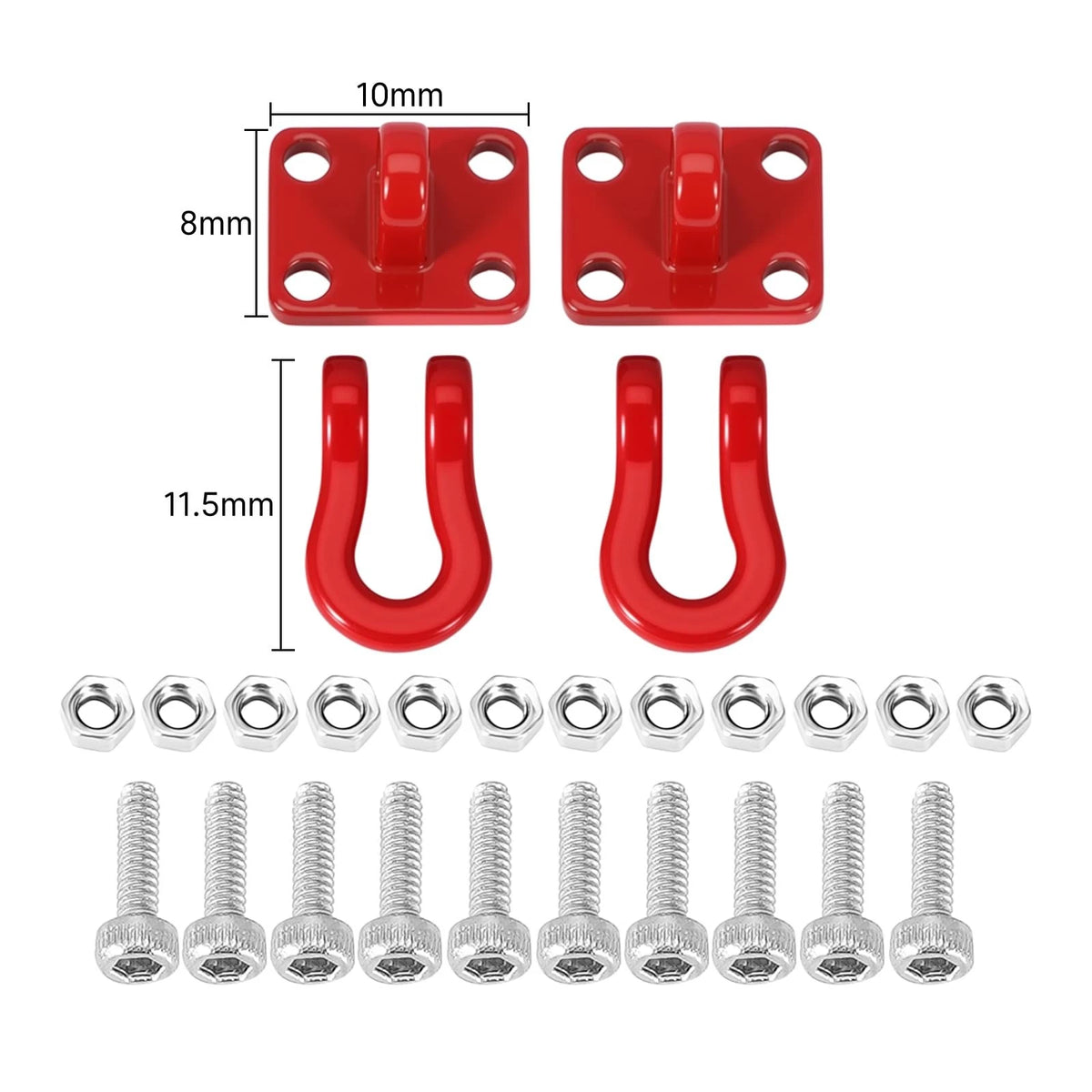 INJORA Metal Tow Hook for SCX24 TRX4M 1/24 1/18 RC Crawlers, 1/24, 1/18, Red