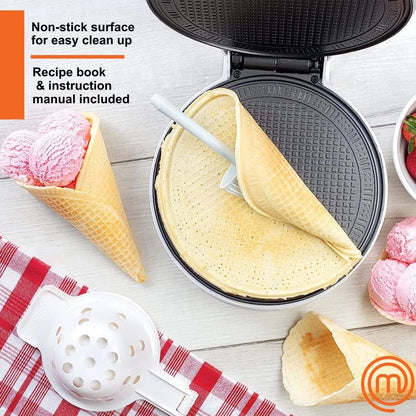 MasterChef Waffle Cone and Bowl Maker- Includes Shaper Roller White Or Black