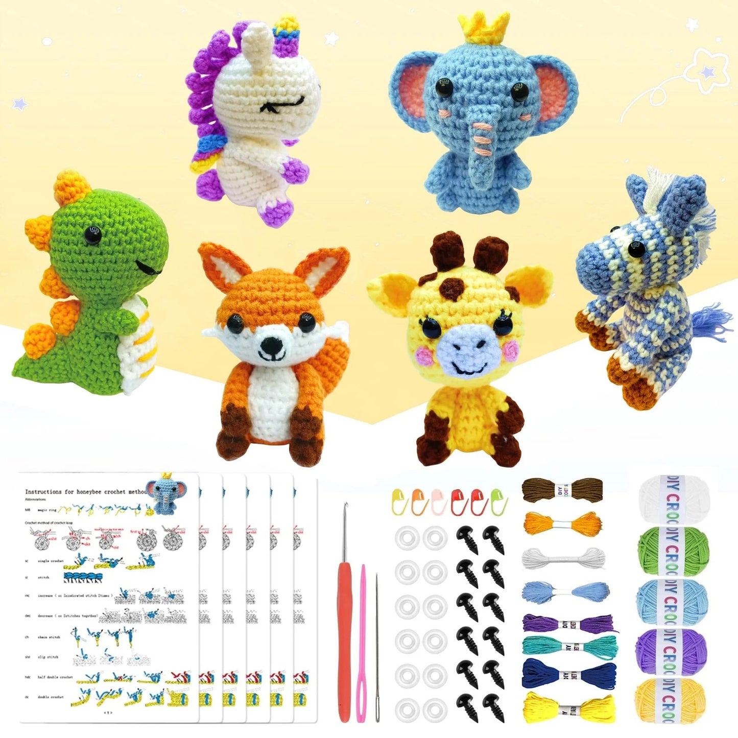 OLHKYN 6Pcs Crochet Kit for Beginners, 2026 DIY Craft small, Set-02