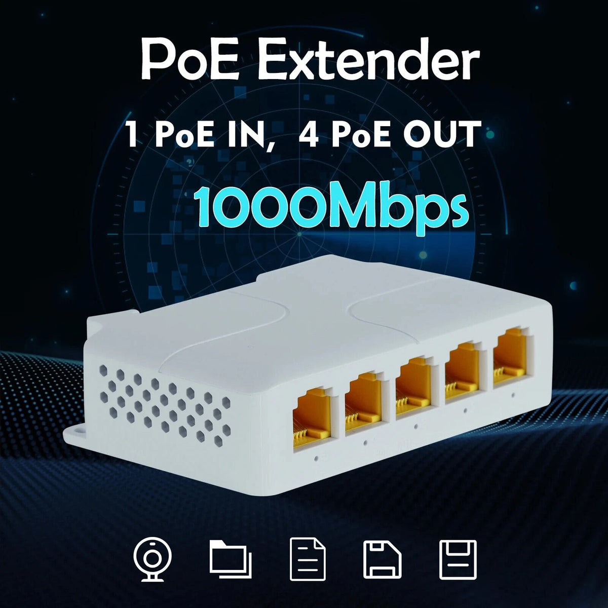 5 Port Gigabit POE Extender 100/1000Mbps 90W POE Repeater For AP, IP Camera