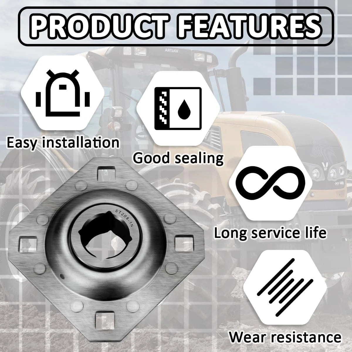 ST208-1N 1" Square Disc Harrow Flange Bearing Unit, for...