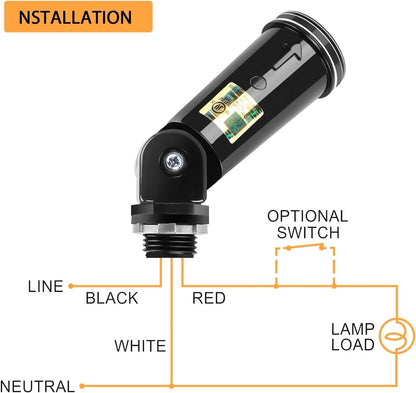 2 Pack Dusk to Dawn Sensor for Outdoor Lighting, 120-277V 2 Pack, Black