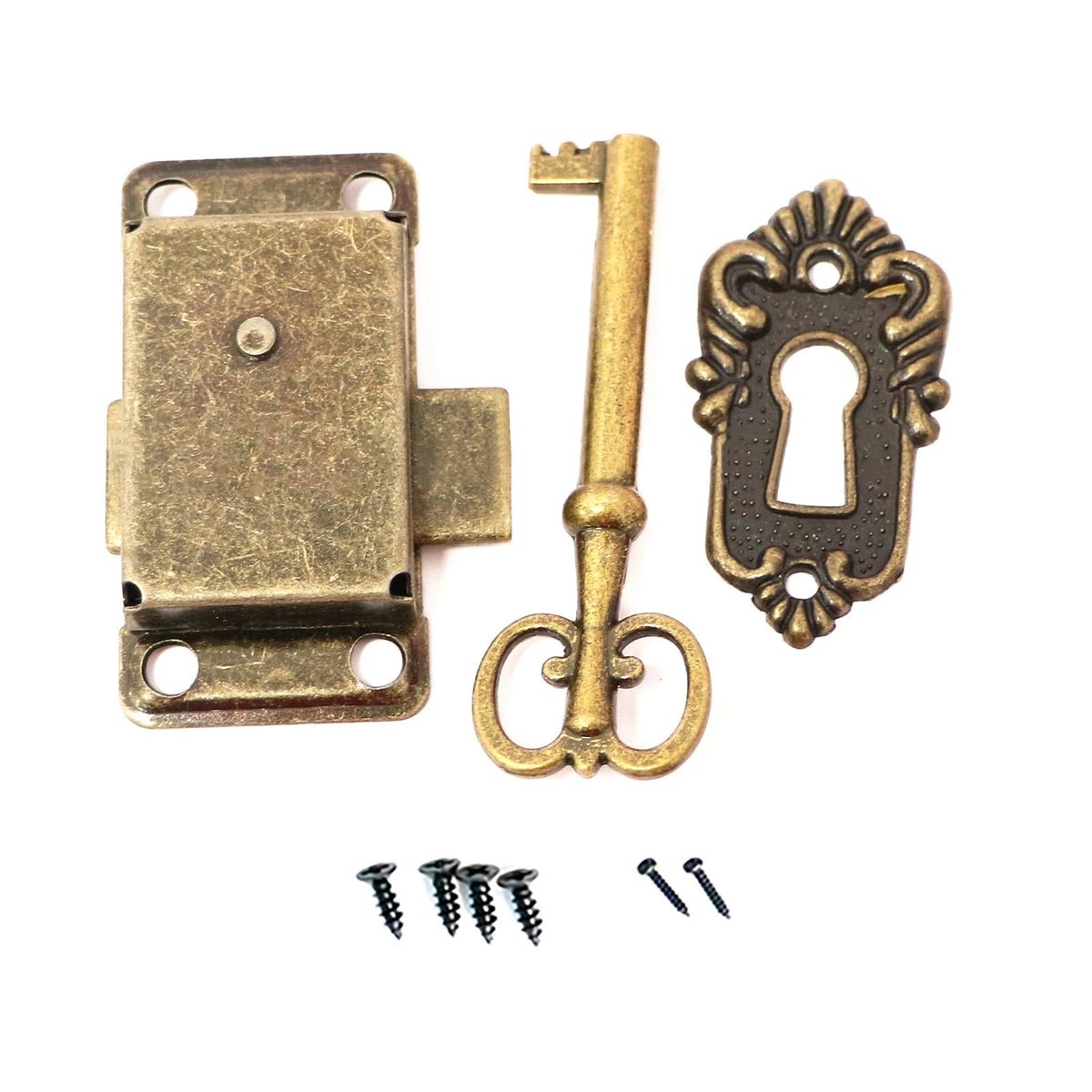 Vintage Iron Alloy Cabinet Door Lock Kit with Key Antique Drawer Wardrobe Lock e