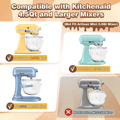 Ice Cream Maker Attachment for KitchenAid Stand Mixer, Compatible with...