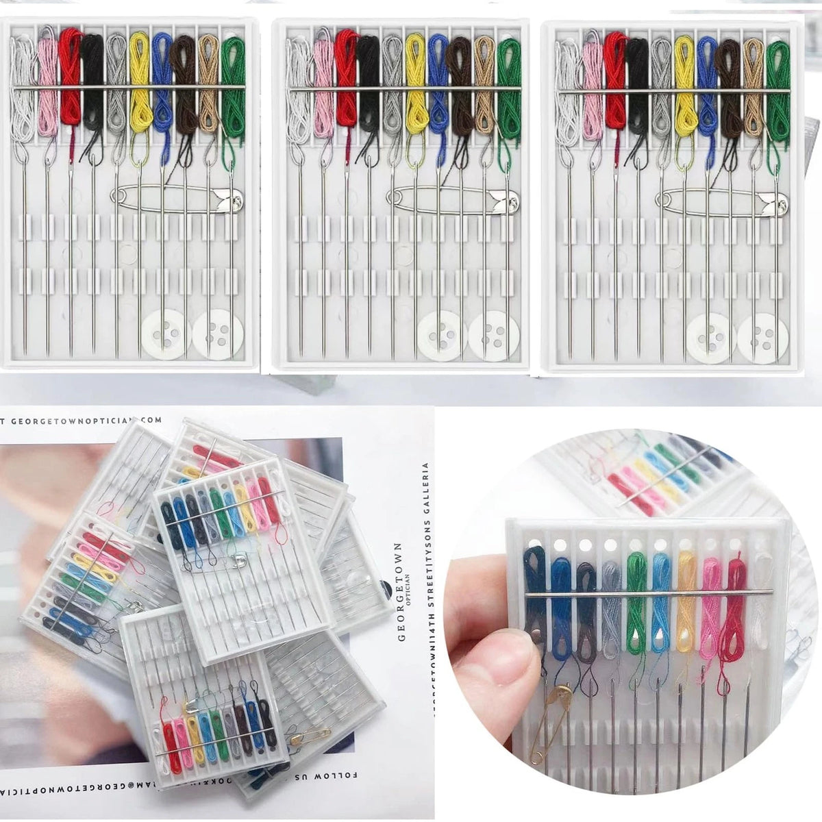 Luckkyme 8 Boxes 80 Pieces Assorted Colors Pre-Threaded Needle Kit Travel...