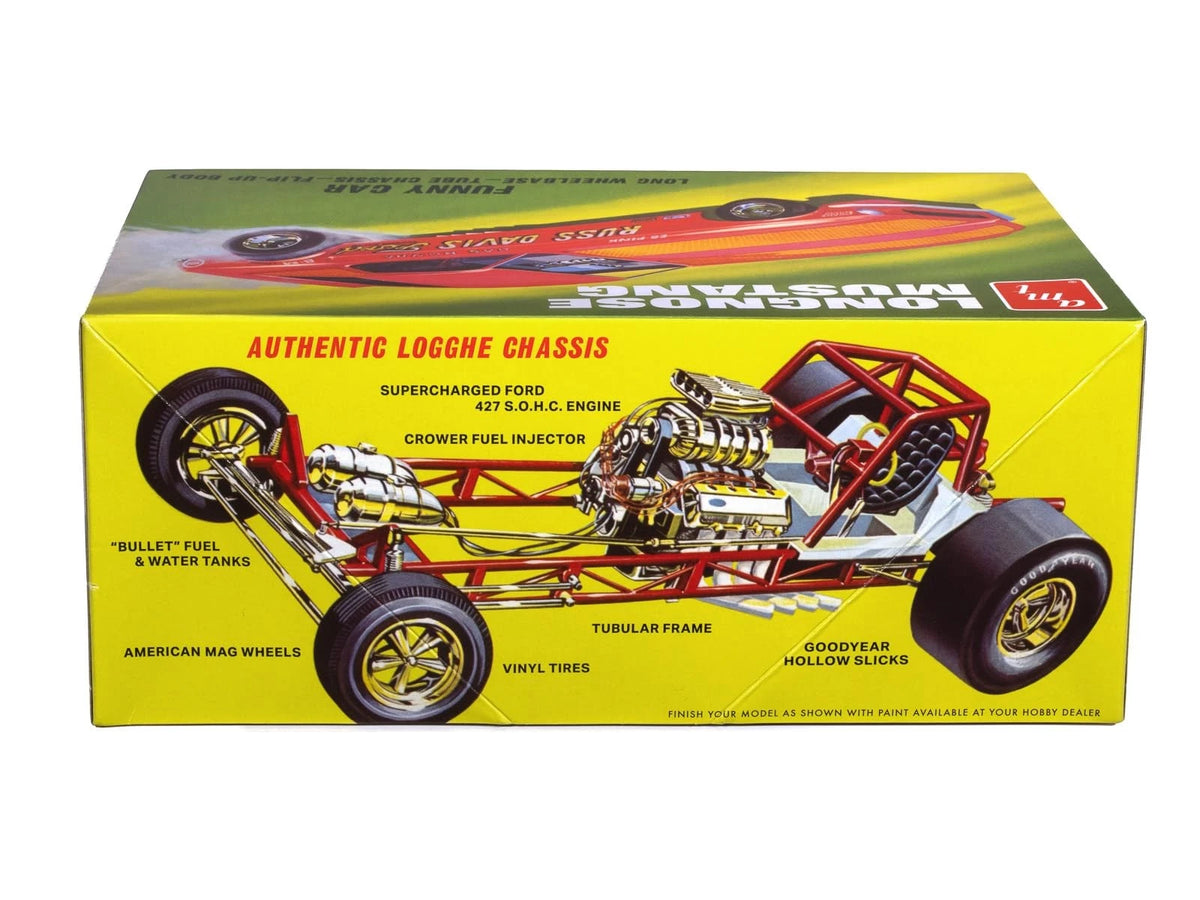 AMT 1969 Ford Mustang Long Nose Funny Car Gas Ronda 1:25 Scale 1 inch, White