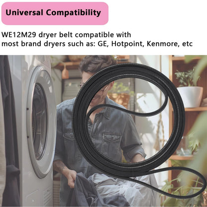 WE12M29 WE03x29897 Dryer Drum Drive Belt Ultra Sturdy Replacement for Black