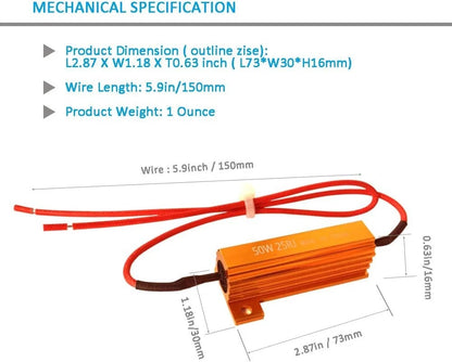 50 Watt 25 Ohm Wirewound Resistor Aluminum Case Chassis Mount 50W 25 Ohm...