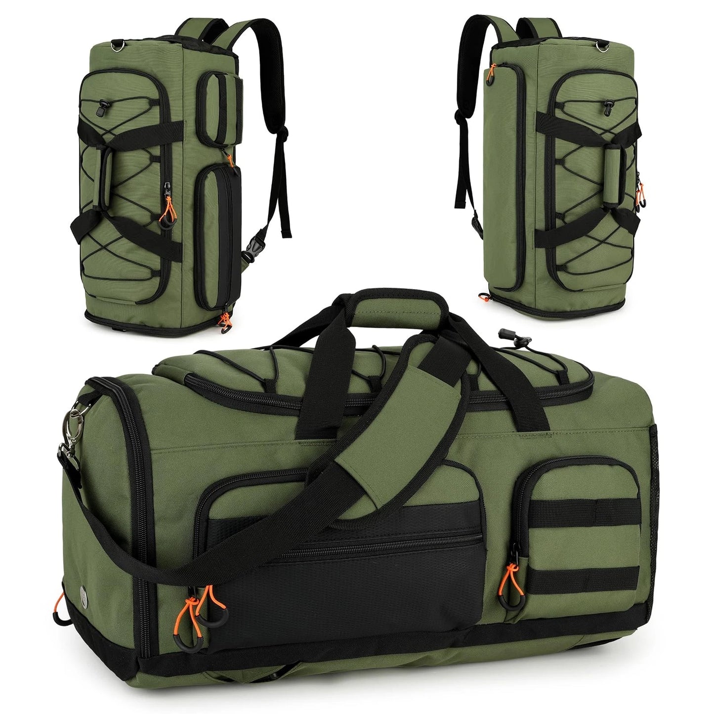 Searock 45L Gym Bag for Men, 3-In-1 Duffle Backpack Travel, Green