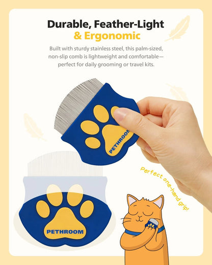 PETHROOM Professional Eye Comb for Pets | Stainless Steel Tear One Size, Blue