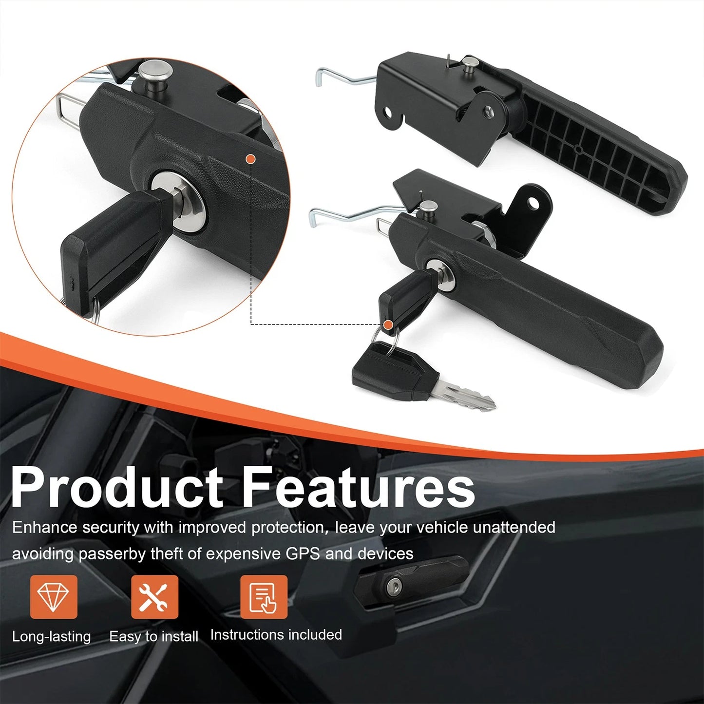 Front Deluxe Door Locks Upgrade Kit For Can-Am Defender 2017-2025 715009951