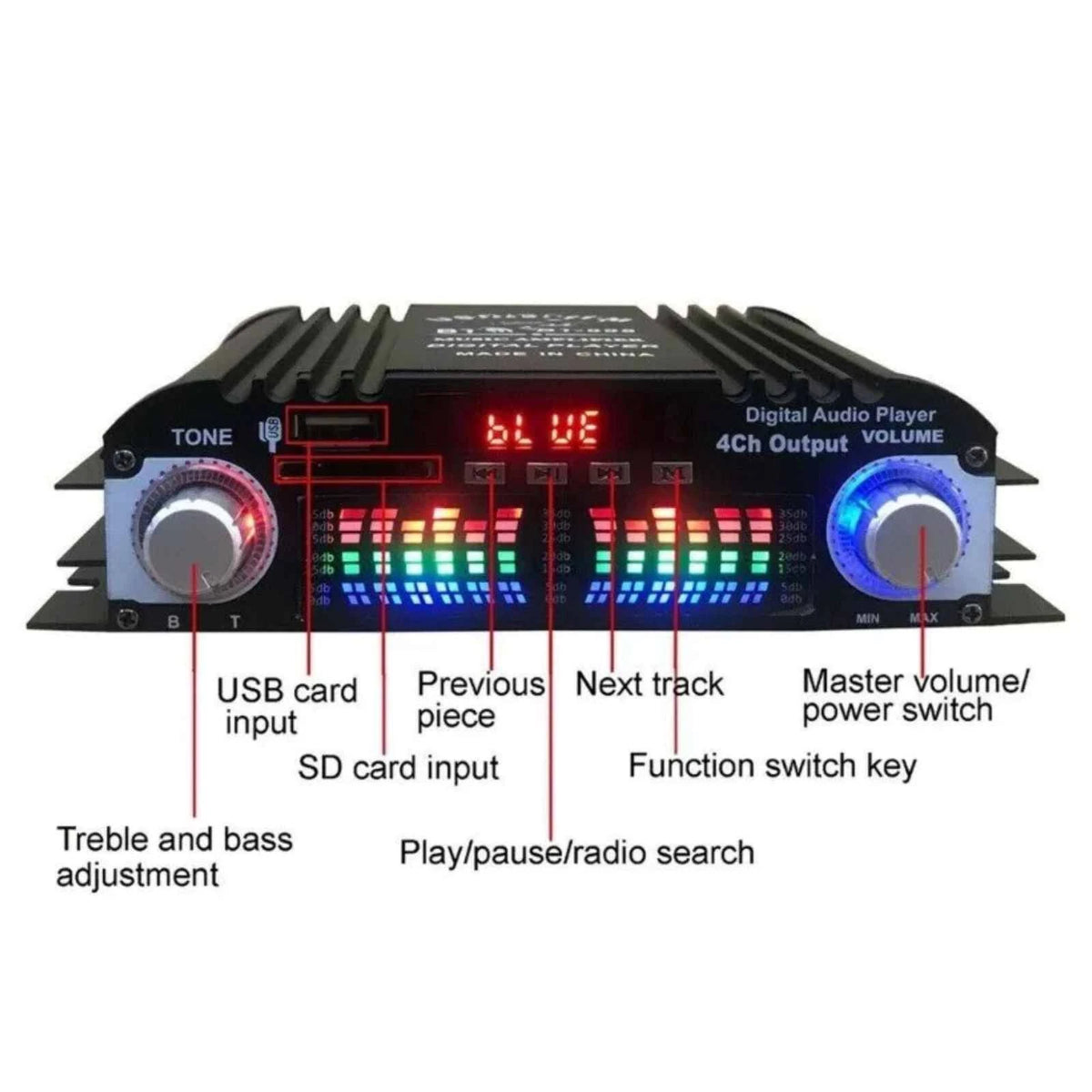Power Amplifier 4 Channel Mini HiFi Digital Stereo Audio Car Home 5.0/