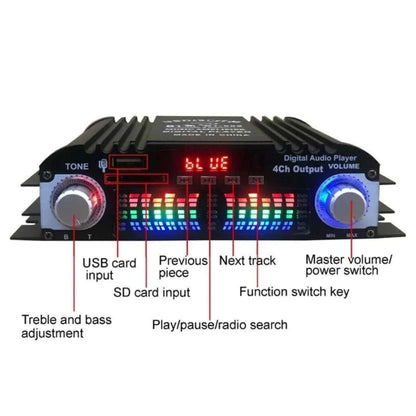 Power Amplifier 4 Channel Mini HiFi Digital Stereo Audio Car Home 5.0/