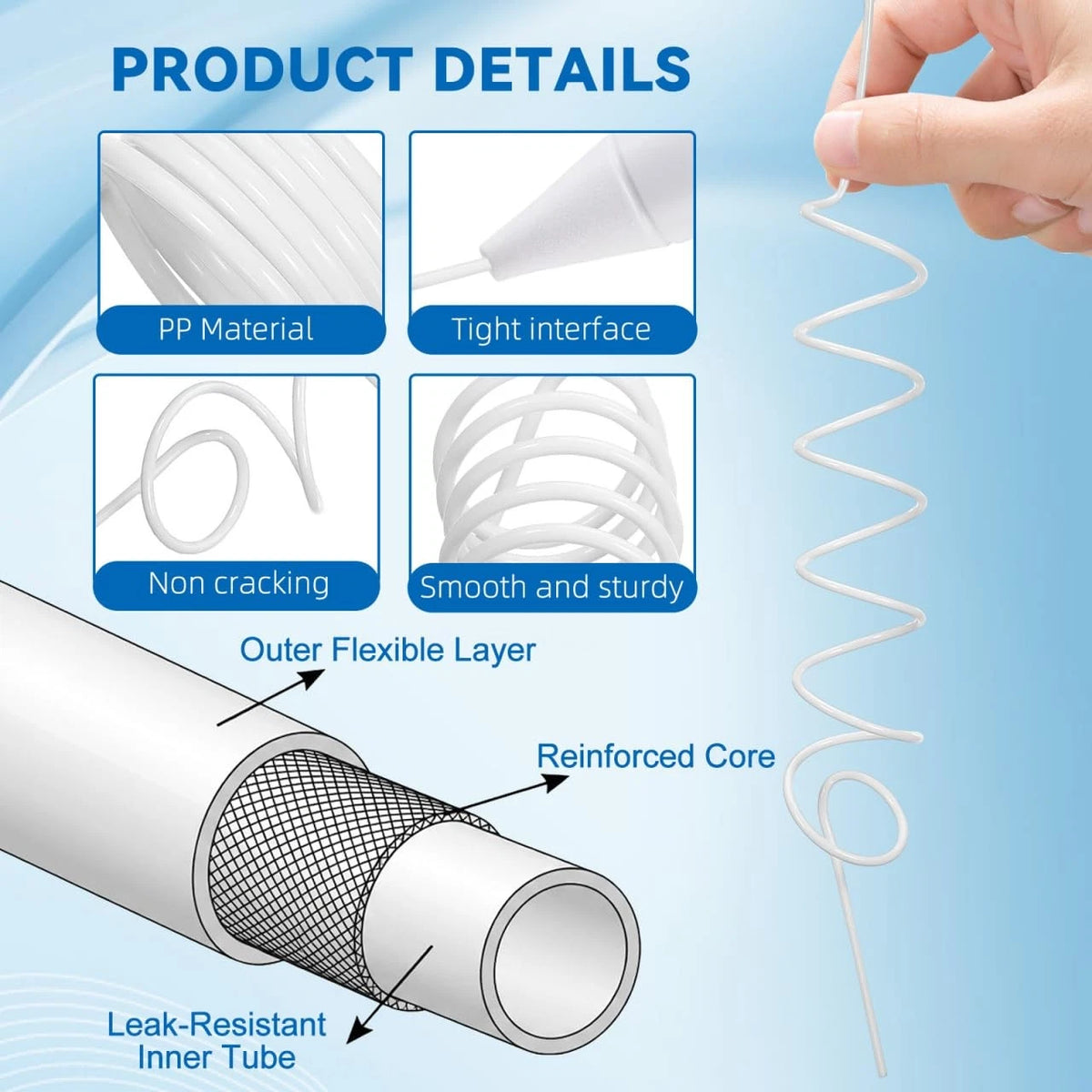 Beavorty Replacement Water Flosser Hose Compatible 112.50X0.40X0.40CM, White