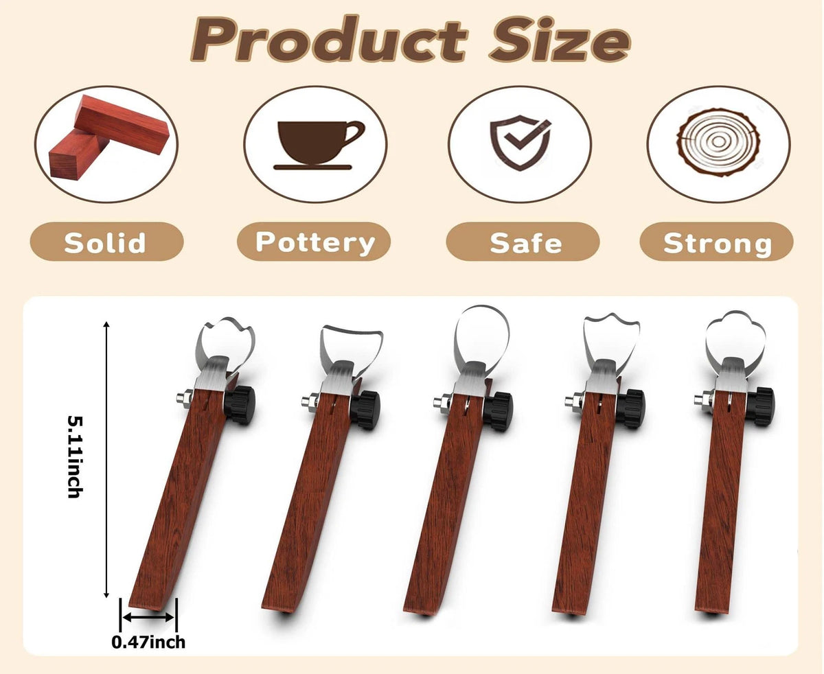 GEOCCI Pottery Handle Making Tool Sculpture Scraper Carving 5 PCS