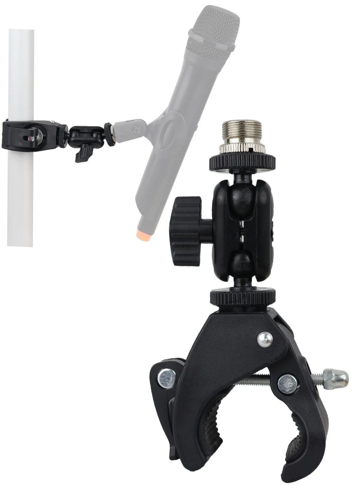 Hocoder Mic Crab Clamp Microphone Mount with (0.6"to 1.4"), Black