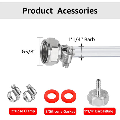 10ft Kegerator Beer Line Tubing 3/16" with Barb Fitting, Clear