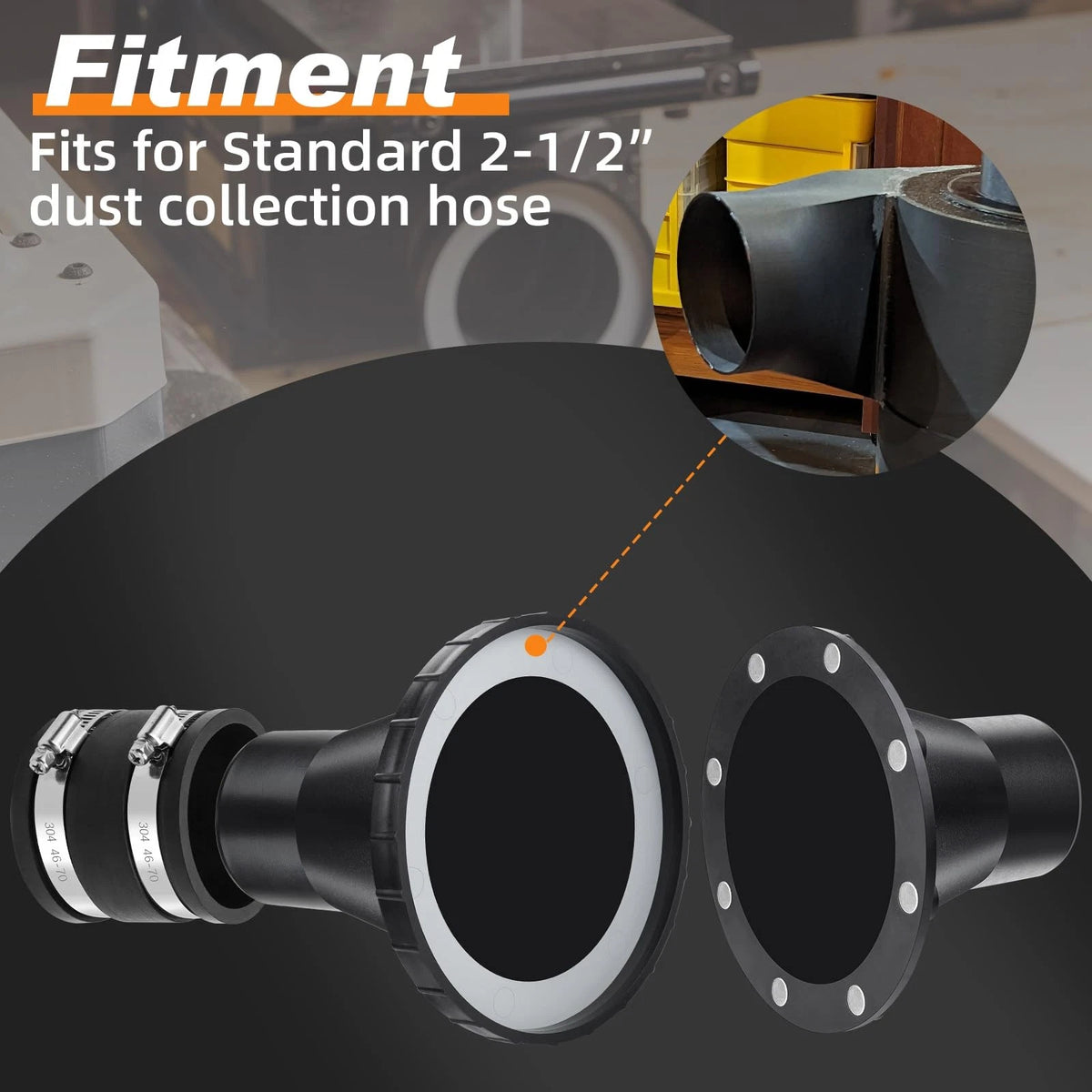 4" to 2.5" Magnetic Dust Collection Fittings for Woodwork Shop Vacuums...