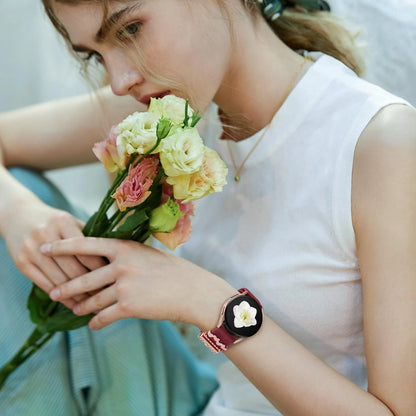 DaQin Flower Engraved Band Compatible with Samsung Galaxy 20mm, WineLove