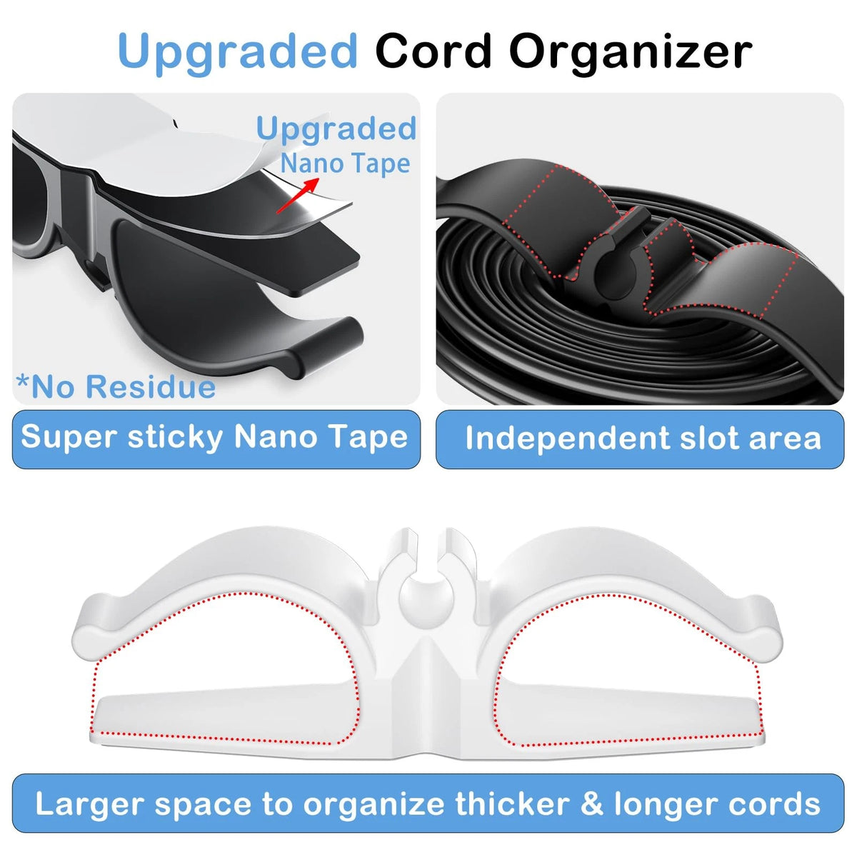Lancord Cord Organizer for Appliances, 8 Pack 8PCS, 3*Black+2*White+3*Grey