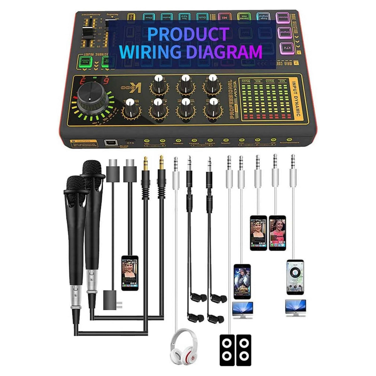 1set K300 Sound Card High Quality Recording Equipment For Live Broadcasts
