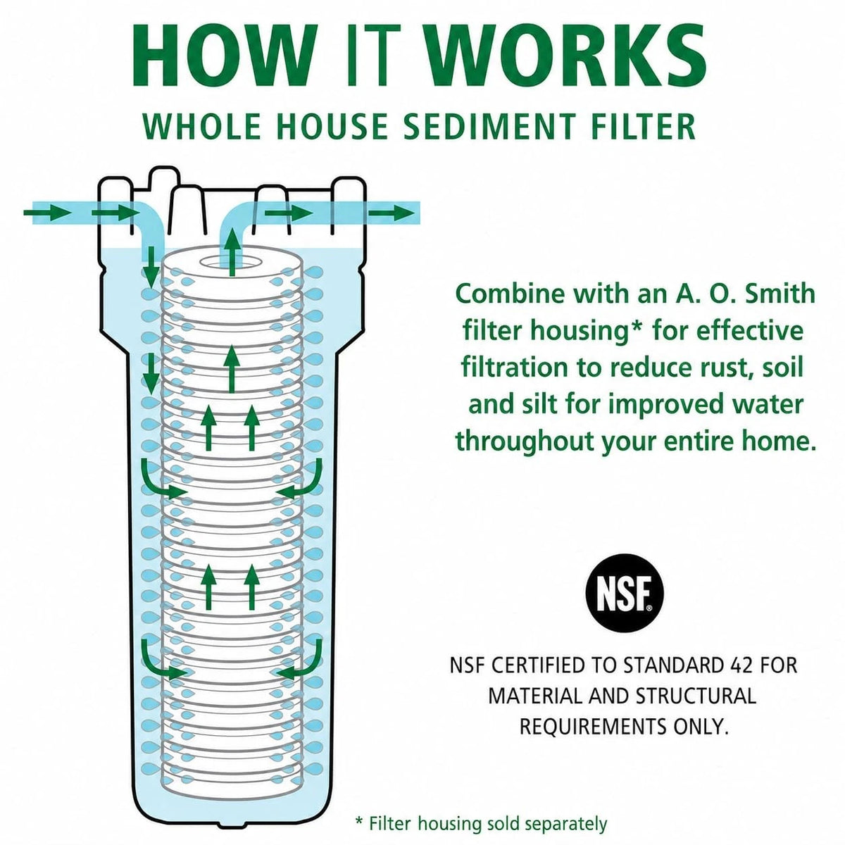 A. O. Smith 2.5"x10" 5-Micron 2 Count (Pack of 1), Sediment