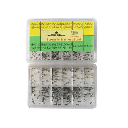 120Pcs Stainless Steel Watch Back Case Cover Screws Assortment Sizes Repair Part
