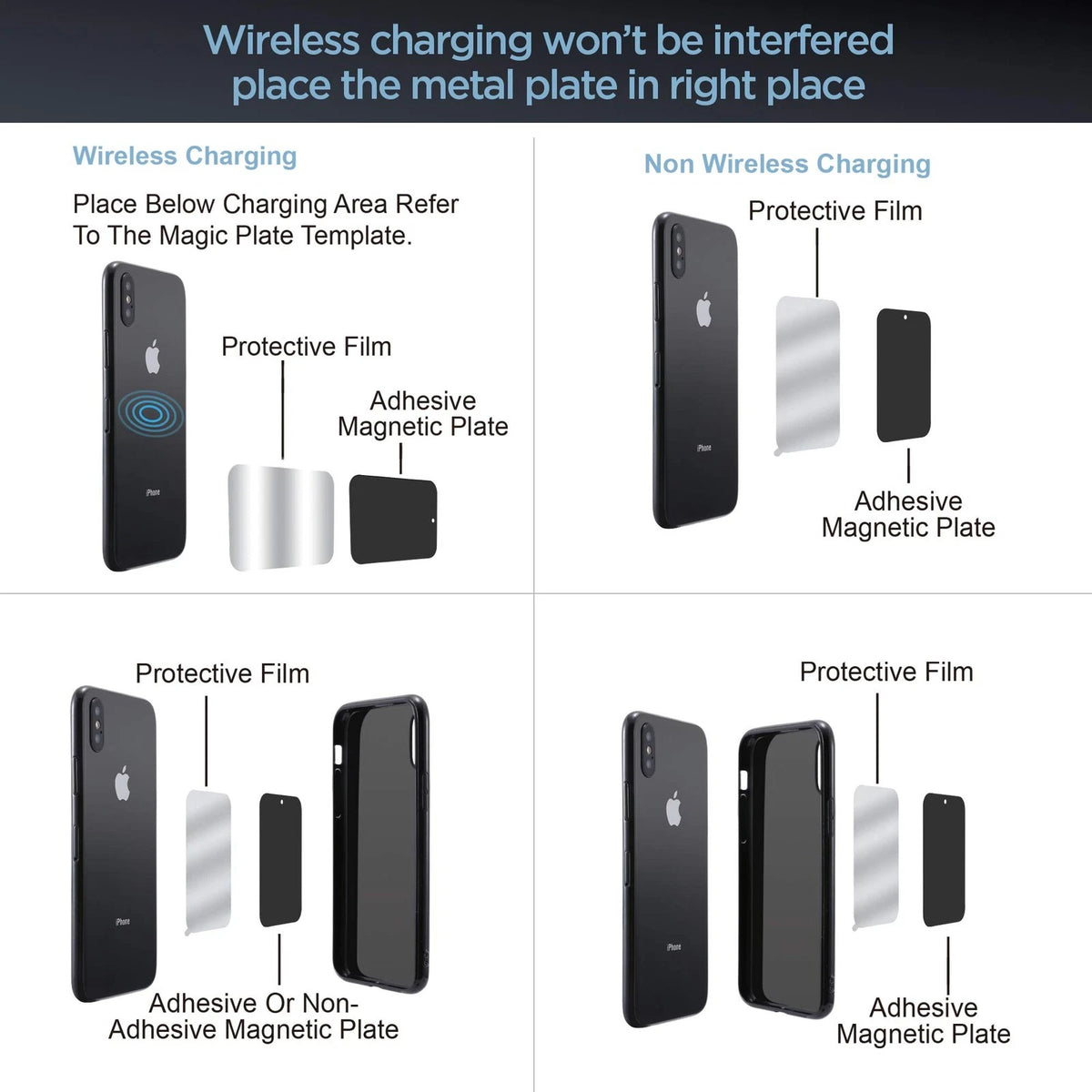 IPOW Long Arm 7.6" Magnetic, Black Magnetic Phone Mount